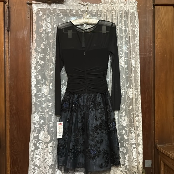 Brand new SLnY black flower imprint dress size 6 vintage - Picture 7 of 12